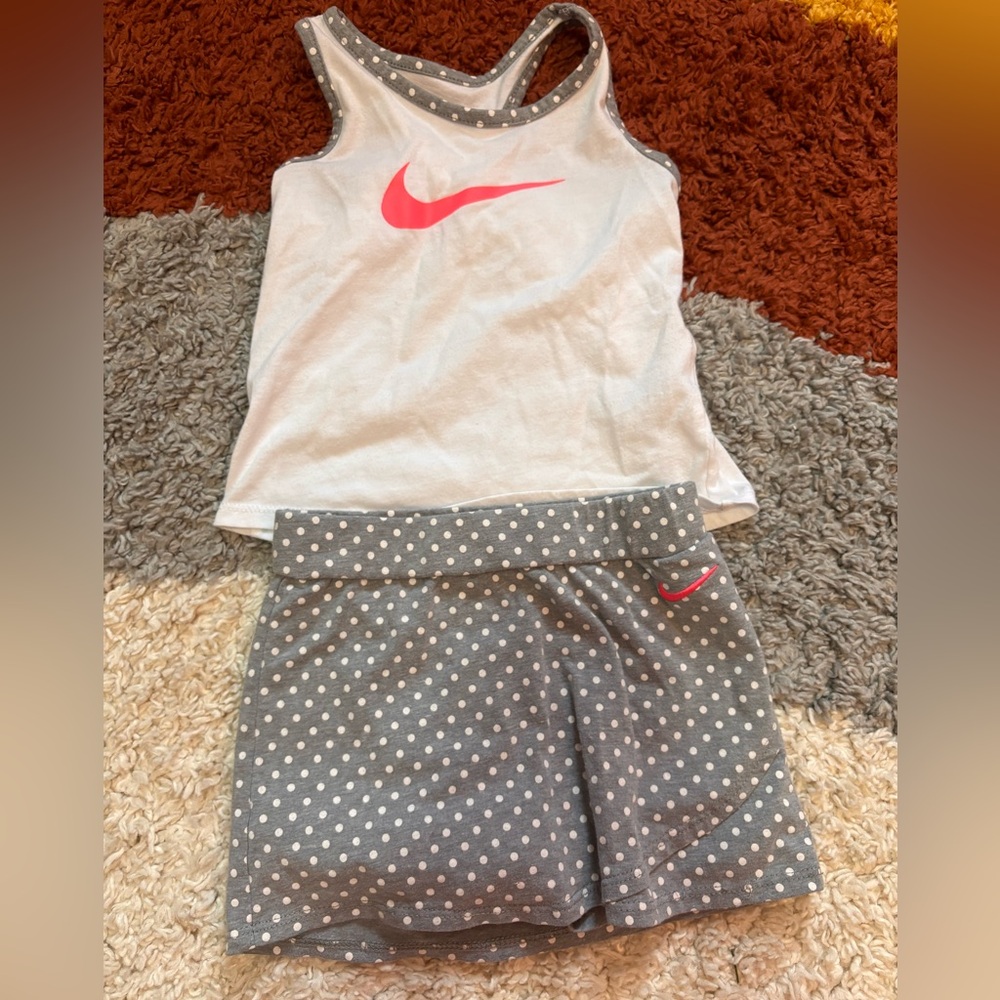 Nike White Tank with Gray Polka Dot skort